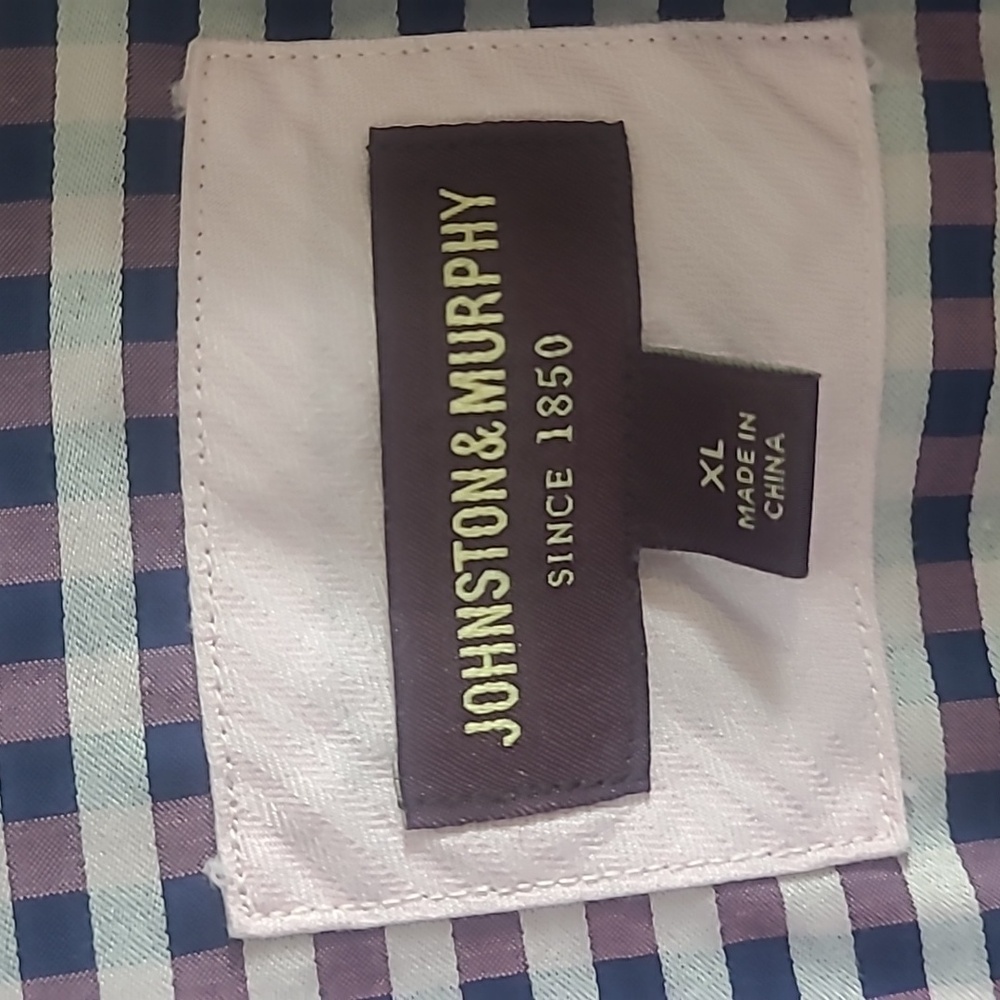 Johnston & Murphy Purple Gingham Men's Shirt Size XL - Picture 2 of 9